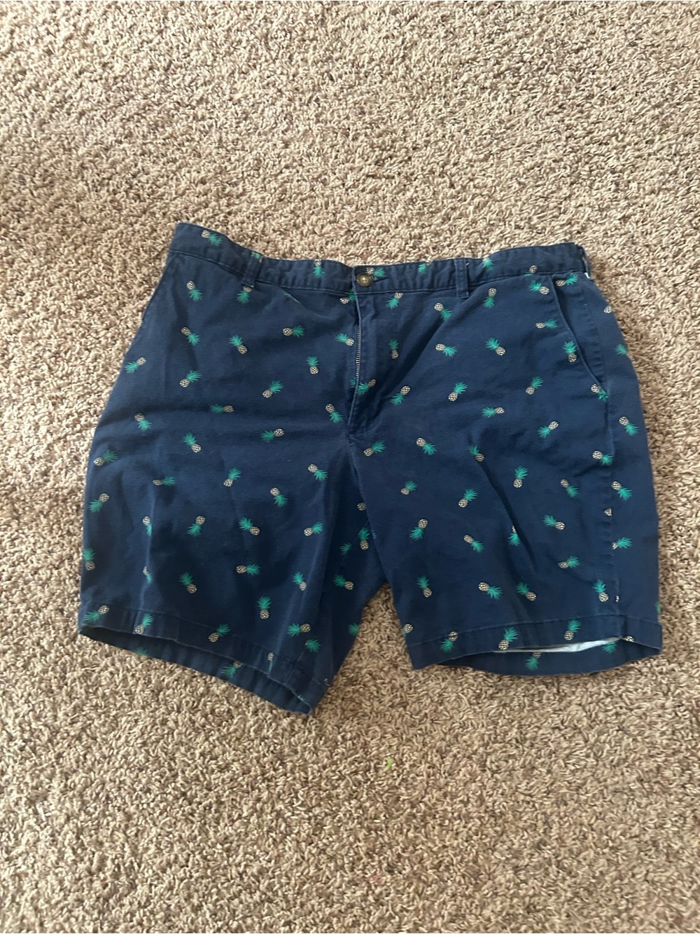 George Navy Shorts with Teal Pineapple Print 40